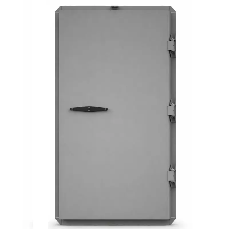 Vue extérieure de la porte de bunker para-souffles et étanche aux gaz 4.4 bar, fermée.