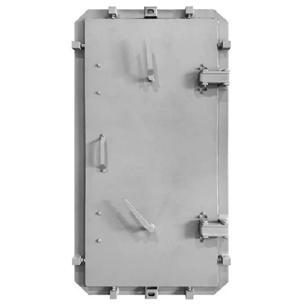 Porte para-souffle 3 bars, étanche aux gaz, vue de l'extérieur. Classe finlandaise S1.