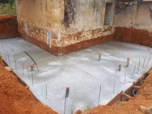 Radier type de nos bunkers NRBC : dalle en béton armé.