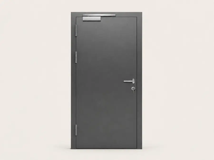 Porte blindée de panic room proposée à la vente dans la boutique en ligne NOAH Résilience, spécialiste des équipements de protection et d'évacuation.